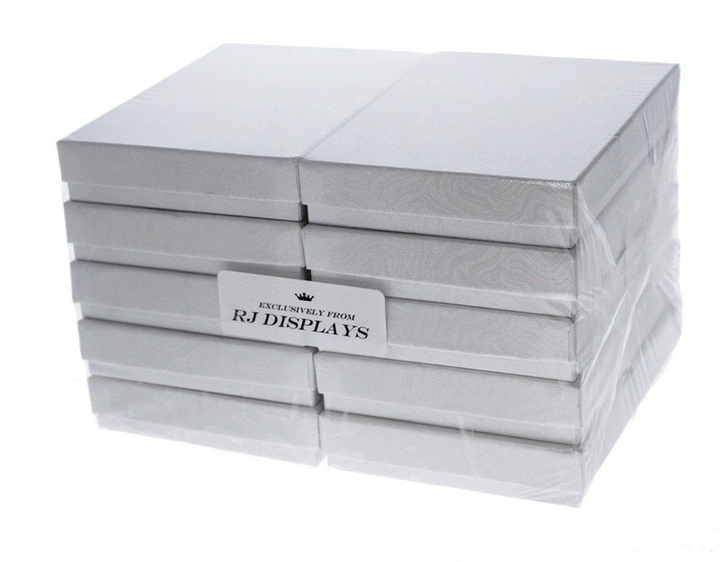 [Australia] - 10 Pack Cotton Filled Elegant White Color Jewelry, Gift and Retail Boxes 5.25 X 3.75 X 1 Inch Size 