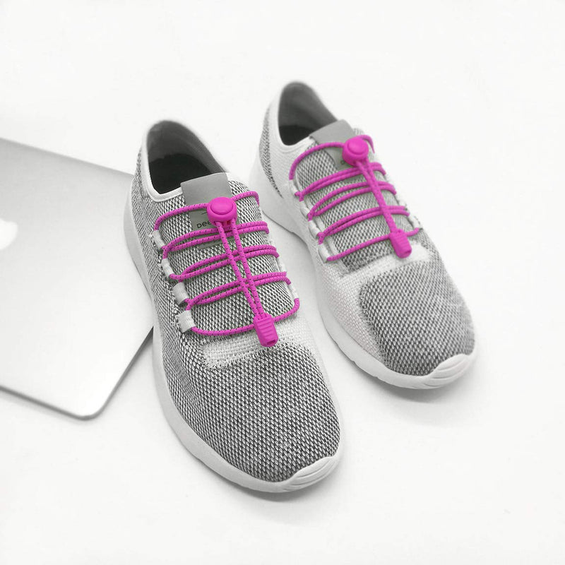[Australia] - Hilelife Elastic No Tie Shoelaces - Non Tying Active Stretchy Laces Running Shoe Laces With Reflective String and Locks For Sneakers Pink 1 