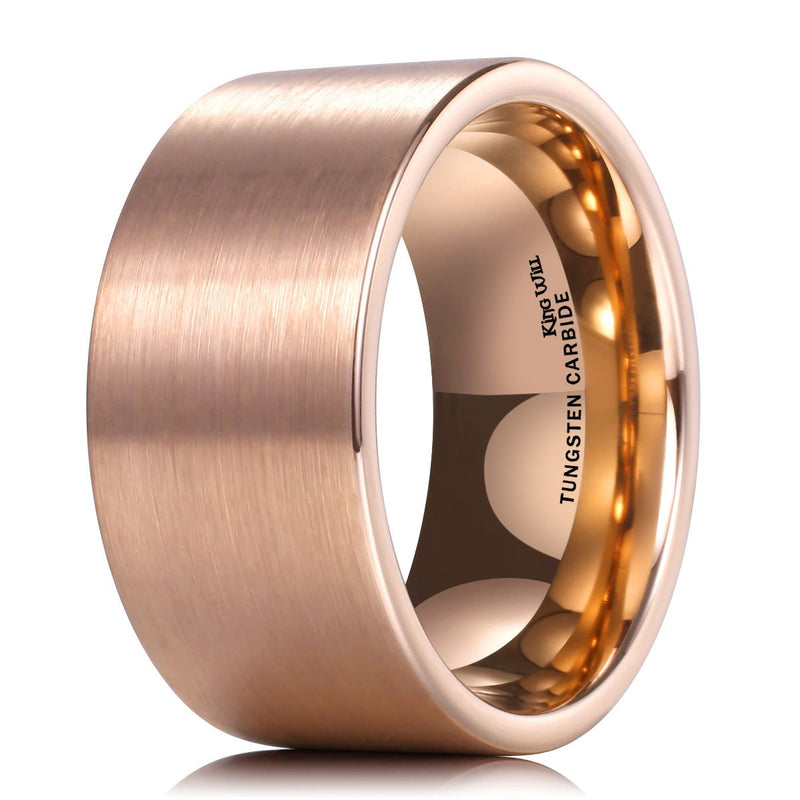 [Australia] - King Will Loop Tungsten Carbide Wedding Ring 7mm/8mm Rose Gold/Gold Line Grooved Flat/Dome Style 12mm 5 