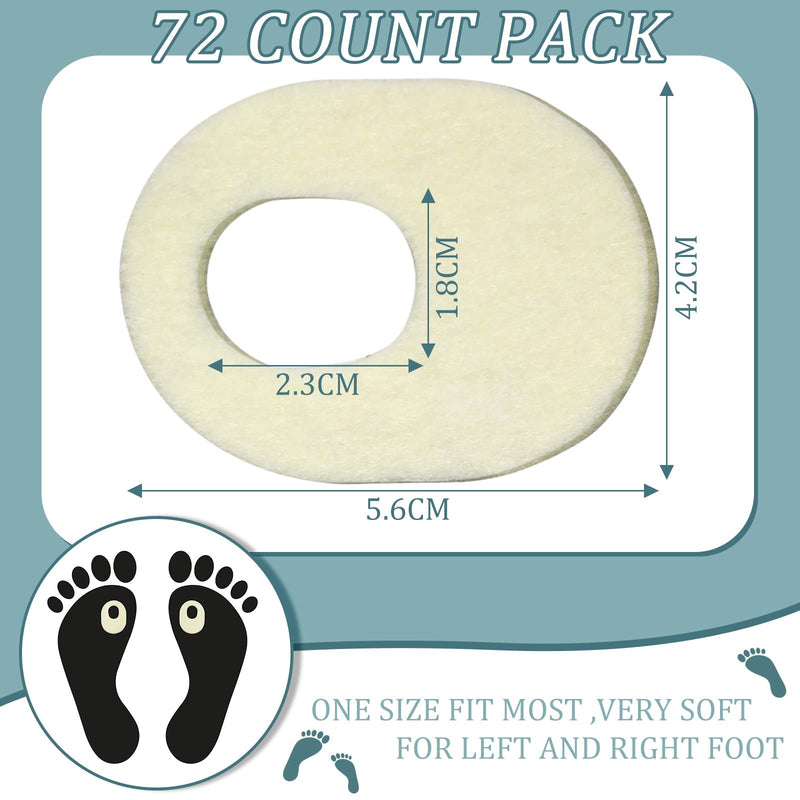 [Australia] - 72 Pieces Felt Callus Cushions Oval Shaped Adhesive Callous Pads for Foot, Soft Breathable Foot Pads for Calluses, Corn Cushions for Bottom of Feet Pain Relief Men and Women Foot Care,1.7 x 2.2 Inches 