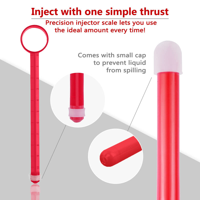 [Australia] - ANGCURE Lube Applicator Syringes, Lubricant Tube Shooter with Smooth Rounded Cap for Men, Women & Couples, Reusable, Easy Use & Clean [10ml Scales][Red & White] 