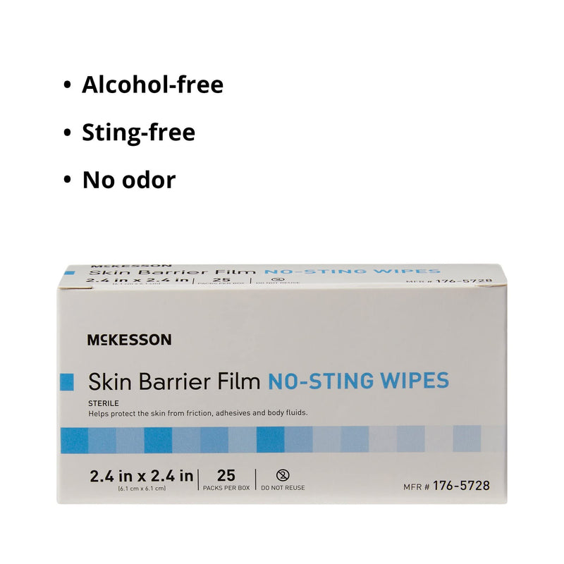 [Australia] - McKesson Skin Barrier Film, Sterile, No Sting Body Wipe, Individual Packet, 25 Wipes 