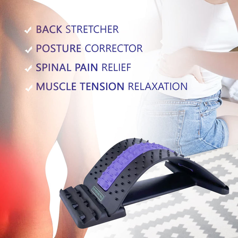 [Australia] - Back Stretcher Posture Corrector Spinal Pain Relief Muscle Tension Relaxation for Men Women Adjustable Design Support Equipment for Acupressure Massage Office Chair 