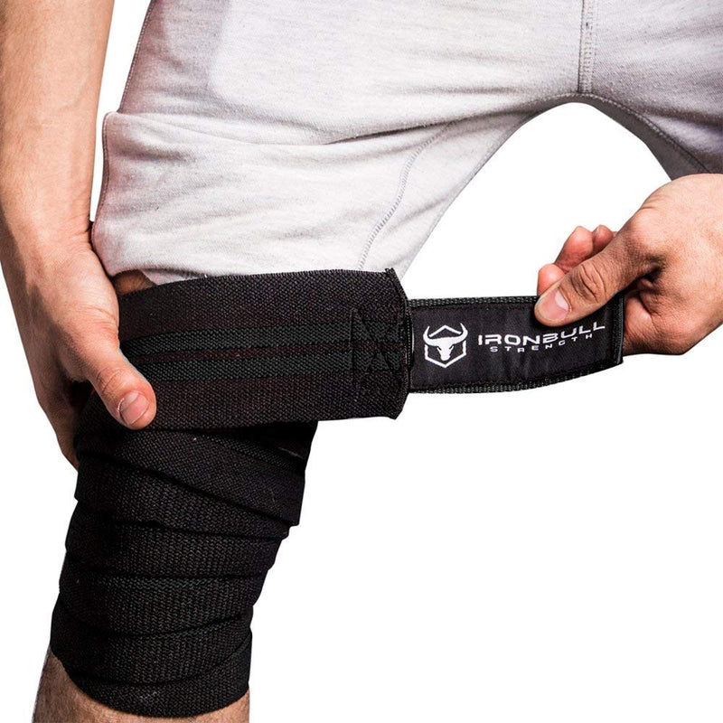 [Australia] - Knee Wraps (1 Pair) - 80" Elastic Knee and Elbow Support & Compression - For Weightlifting, Powerlifting, Fitness, WODs & Gym Workout - Knee Straps for Squats Black 