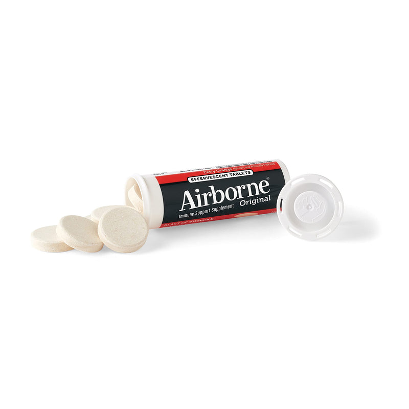 [Australia] - Airborne Vitamin C 1000mg (per serving) - Zesty Orange Effervescent Tablets (10 count in a box), Gluten-Free Immune Support Supplement, With Vitamins A C E, ZINC, Selenium, Echinacea & Ginger 10 Count (Pack of 1) 