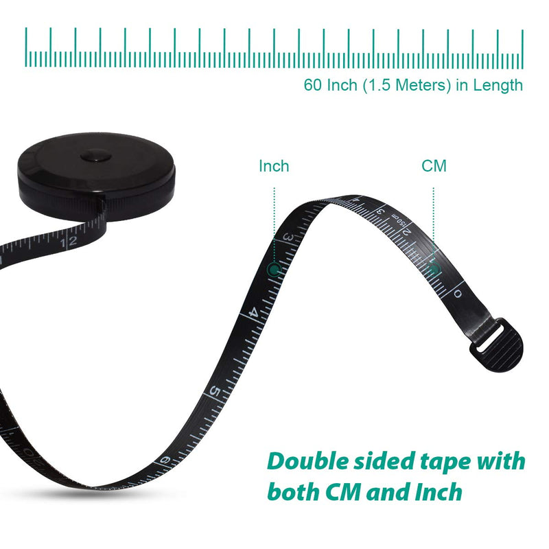 [Australia] - Tape Measure for Body Dual Sided Measuring Tape for Body Measurements Retractable Tape Tailor Clothing Black Tape 