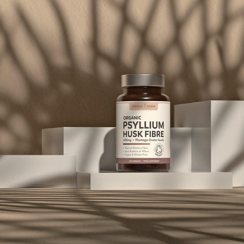 [Australia] - Organic Psyllium Husk Capsules 1200mg Serving - Prebiotic Soluble Fibre Supplement - Natural Bloating Relief & Stool Softener | 120 Capsules - Zero Fillers 100% Pure Psyllium Husk 