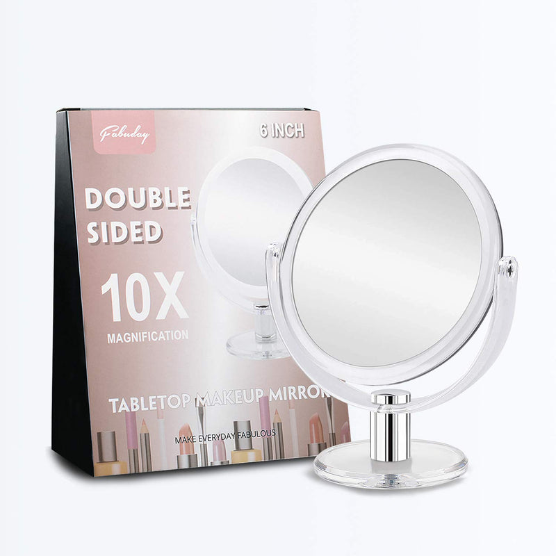 [Australia] - Fabuday Magnifying Makeup Mirror Double Sided, 1X 10X Magnification Mirror, Table Top Vanity Mirror for Home Bathrom, Transparent 6.25 Inches 