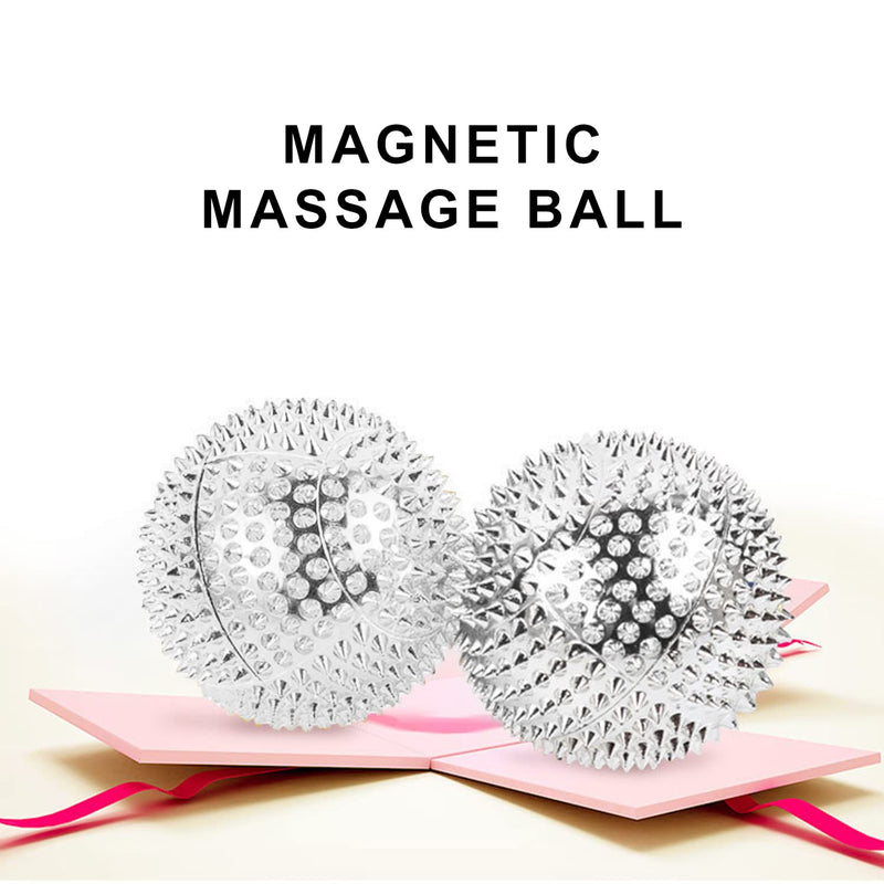 [Australia] - 2 Pcs Magnetic Acupressure Balls with 2 Pcs Massage Rings, Hand Massage Ball, ABS Massage Ball, Small Hand Massager, Silver Hand Massage Ball, Gold Mini Finger Massager. 