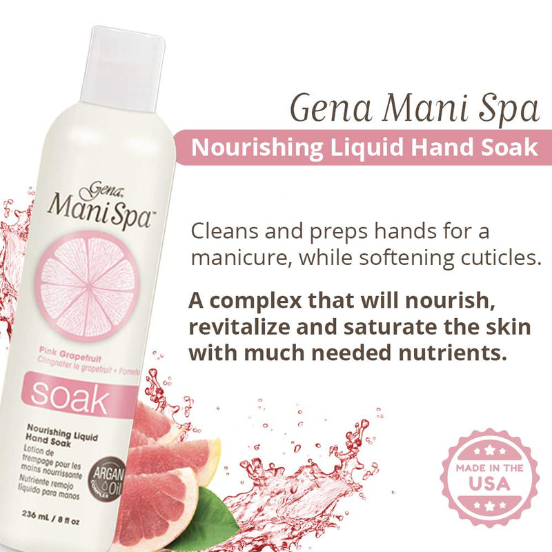 [Australia] - Gena Mani Spa Liquid Hand Soak, Softens, Moisturizes Hands, Nails, and Cuticles For Great Manicure Treatment 8 Oz 