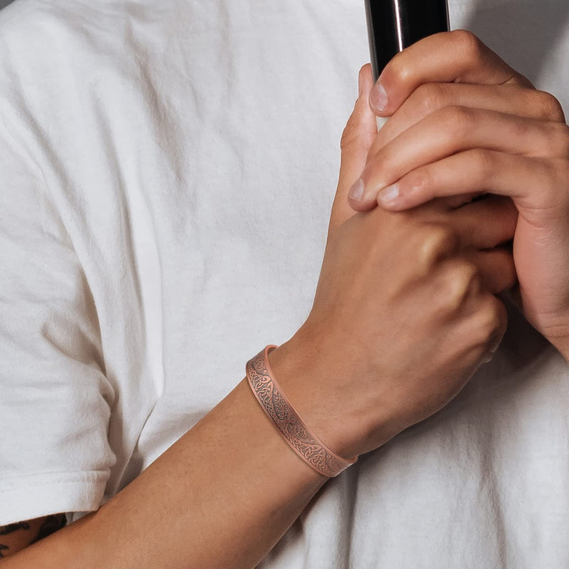 [Australia] - MagEnergy Copper Bracelet for Men Life of Tree, 99.9% Copper Magnetic Bracelet,Adjustable Cuff Bangle Jewerly Gift copper A 7.3 inch 
