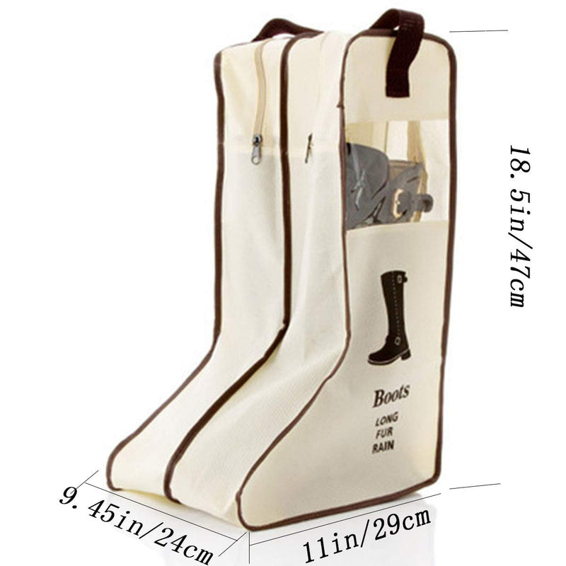 [Australia] - Portable Tall Boots Storage Bags|2 Packs Dust-proof Tall Boot Carry Bag for Travel and Daily Use Beige 