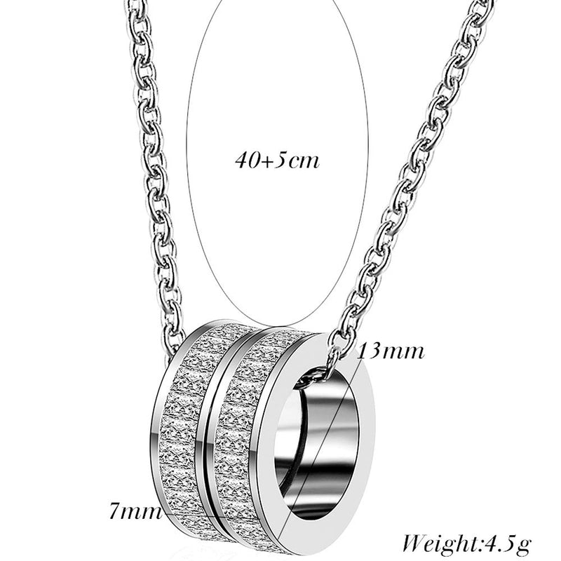 [Australia] - Jude Jewelers Stainless Steel Two Eternity Rings Charm Statement Wedding Party Collar Necklace Silver 