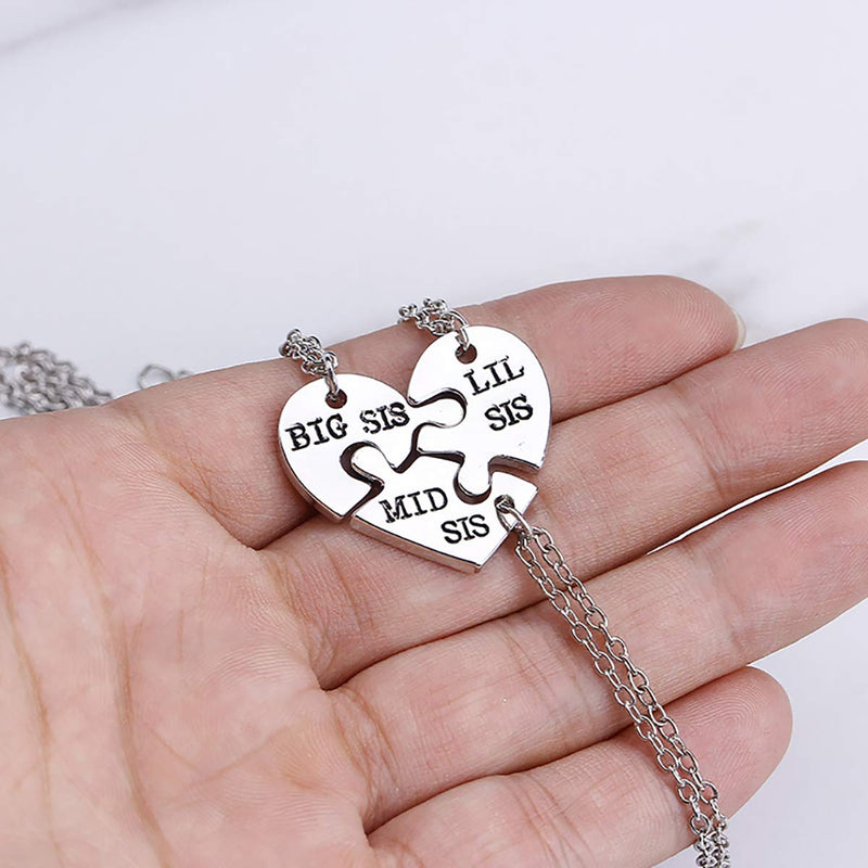 [Australia] - starchenie BFF Best Friend Necklaces for 2/3/4 Girls Fashion Rhinestone Crystal Puzzle Friendship Pendant Necklaces 3 heart bff 2 