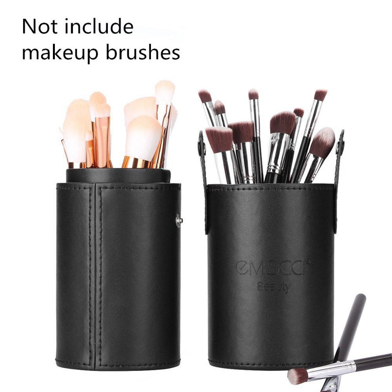 [Australia] - EMOCCI Makeup Brush Holder Large Pu Leather Make Up Cosmetic Cup Holders Storage Organizer Case Box(Black) Black 