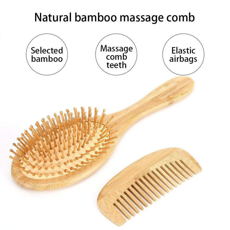 [Australia] - Comb Set, Anti-Static Air Cushion Bamboo Hair Comb Hair Scalp Massager For Women And Men Reduce Frizz And Massage Scalp (Set) 