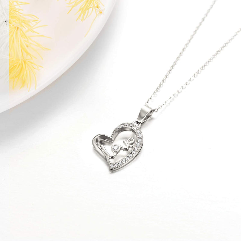 [Australia] - Heart Necklaces for Women, S925 Sterling Silver Love You Forever Heart Pendant Necklace Fine Jewelry Gifts For Wife, Mom, Girls 16"-18" 