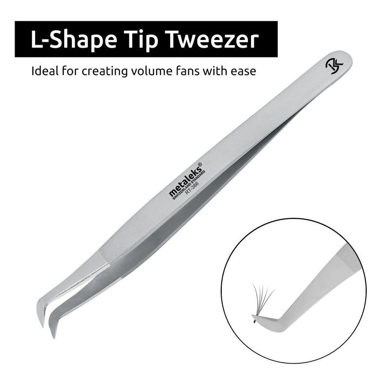 [Australia] - Metaleks 4Pcs Eyelash Extension Tweezers In Japanese Stainless Steel Soft in Use Light In Weight With Elastic Kit (12cm, Matt Finish) 12cm 