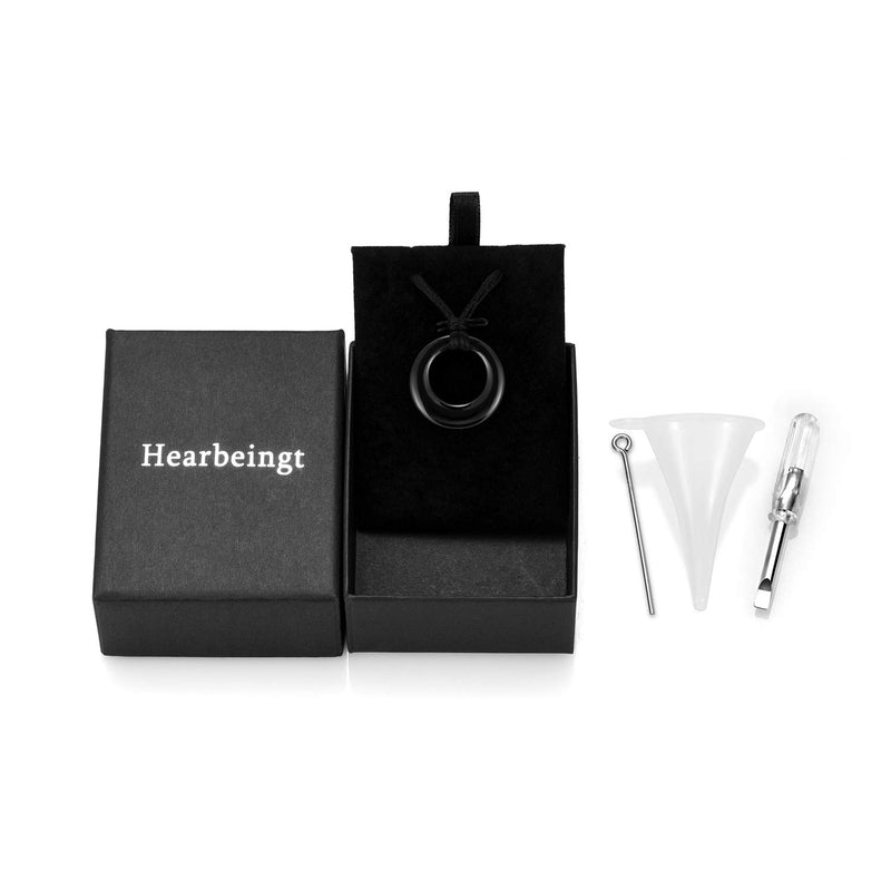 [Australia] - Hearbeingt Cremation Jewelry Urn Necklace for Ashes, Circle of Life Eternity Memorial Pendant Made of 316L Stainless Steel Black 