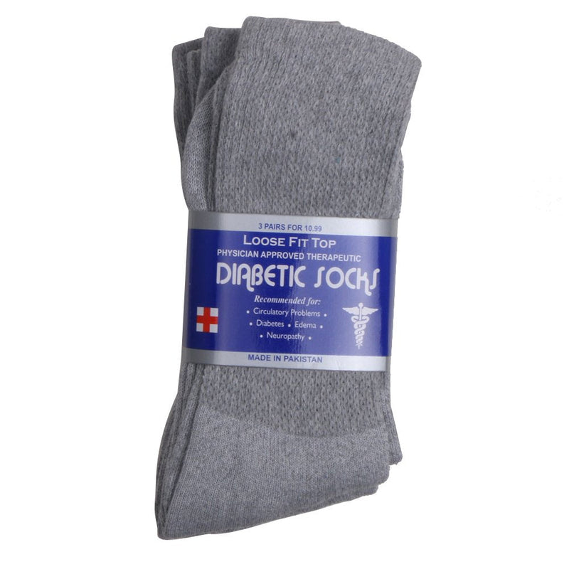 [Australia] - 6 12 Pairs Men's Circulatory Diabetic Crew Socks Size 9-11 10-13 13-15 (Gray(3-Pairs), 13-15) Gray(3-pairs) 