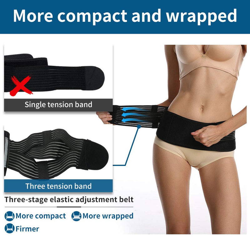 [Australia] - Sacroiliac Belt,Si Joint Belt,55" Back Support Belt for Men and Women Suitable for 43-57"Hip Bone,Both Men and Women Can Be Wear Under Clothes to Relieve Lower Back,Pelvis and Sciatica Pain Relief.(Ribbon Reinforcement) X-Large Black 