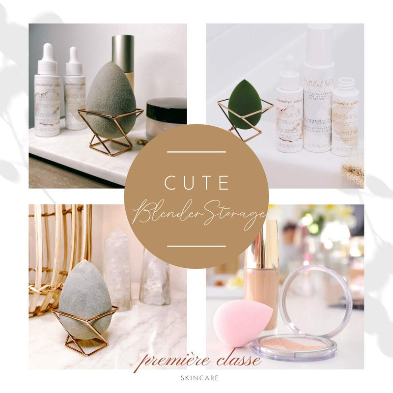 [Australia] - Beauty Sponge Holder - Modern Rose Gold Metal Rack - Storage for Makeup Blending Sponge - Puff Holder - Sponge Egg Rack - Canadian Company - Première Classe Skincare - (Rose Gold) 