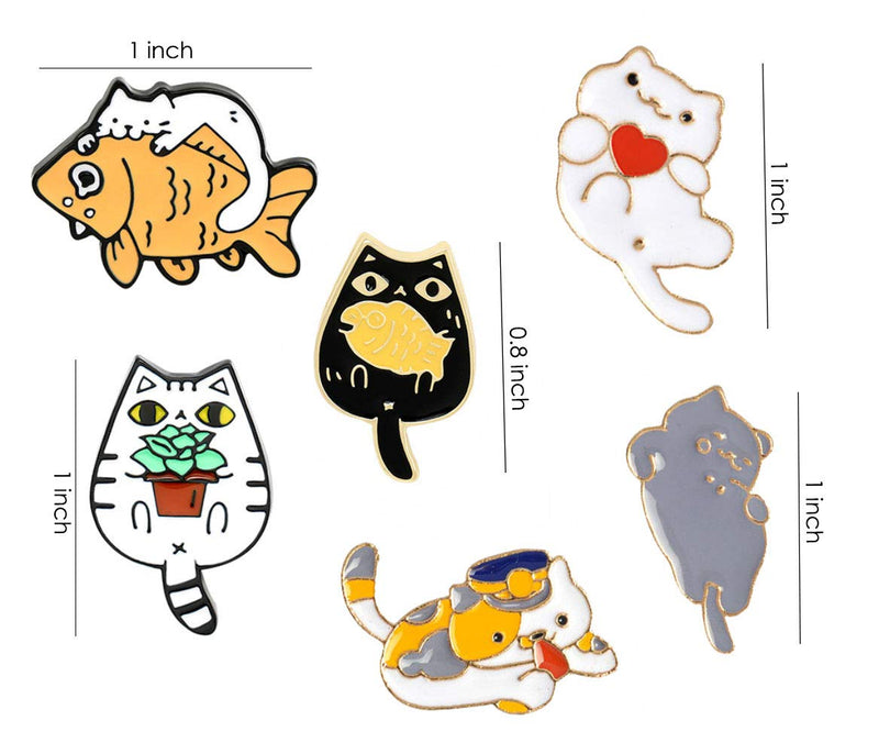 [Australia] - SINNKY Cute Enamel pins for Backpacks,Anime Cartoon pins for Jacket,Pins Set for Clothing Bags Jackets Accessory DIY Crafts pins Set. Casual cat eating fish 