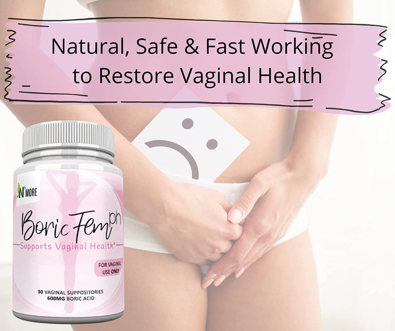[Australia] - Boric Acid Vaginal Suppositories - 30 Count, 600mg - 100% Pure Made in USA - Boricfem Support Vaginal Health (One) 
