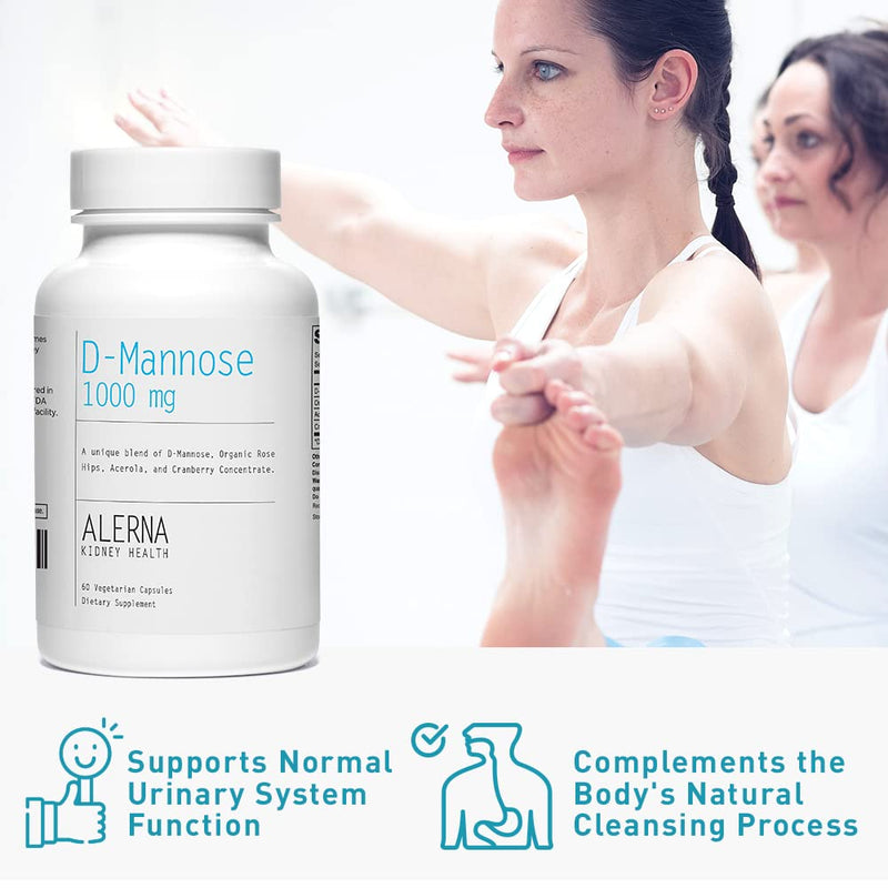 [Australia] - D-Mannose (1000mg) with Organic Rose Hips and Cranberry Concentrate to Support Normal Urinary Tract Function - (3 Bottles) 60 Count (Pack of 3) 