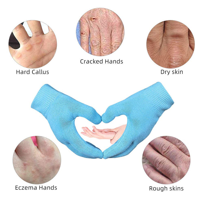 [Australia] - Moisturizing Gloves, Soft Gel Spa Glovers for Repairing and Softening Dry Cracked Hand Skins (Blue) Blue 