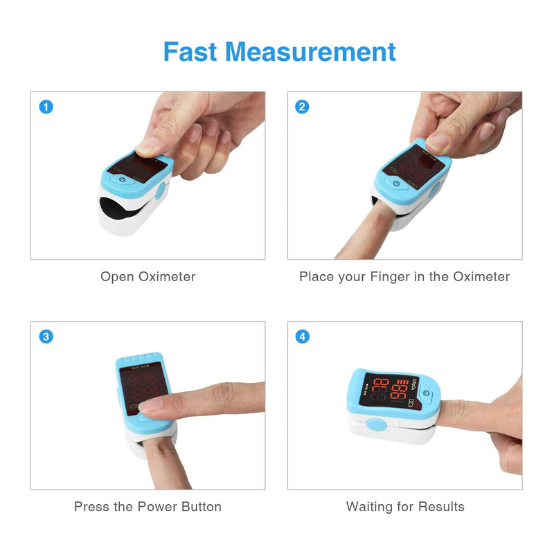 [Australia] - CHOICEMMED Light Blue Finger Pulse Oximeter - Blood Oxygen Saturation Monitor - SPO2 Pulse Oximeter - Portable Oxygen Sensor with Included Batteries - O2 Saturation Monitor with Carry Pouch 