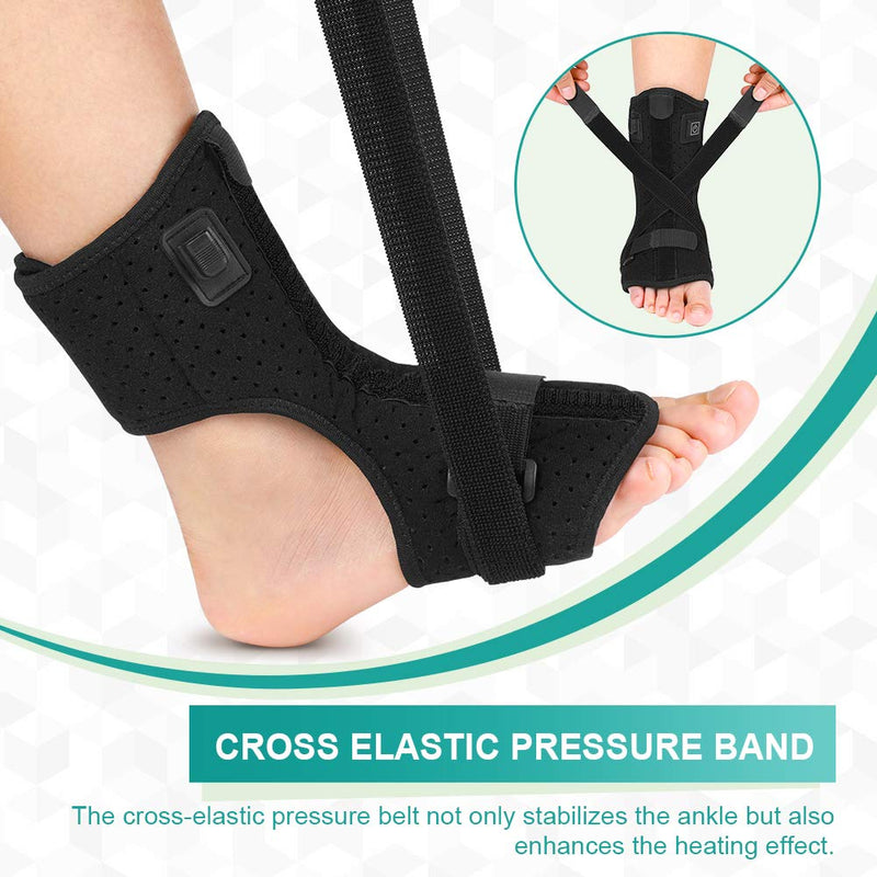 [Australia] - Foot Heating Pad,Plantar Fasciitis Support Brace 1 Pair Compression Foot Sleeves Heated Therapy Night Splint Achilles Tendonitis for Arthritis Sprains Strains Heel Spur Torn Tendons Black Foot Splint+Socks 