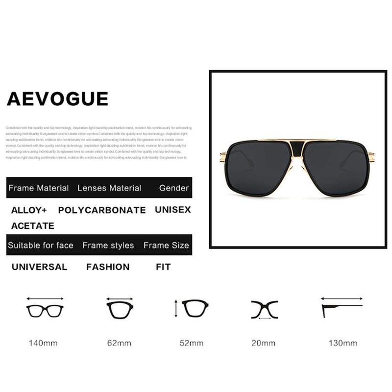 [Australia] - AEVOGUE Sunglasses For Men Goggle Alloy Big Frame Metal Punk Style Shield AE0336 2 Pack/Gold Frame Grey Lens+gold Frame Brown Lens 