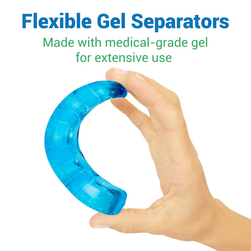[Australia] - ViveSole Toe Stretchers (4 Pieces) - Silicone Gel Separators - Therapeutic Spa Spreaders for Plantar Fasciitis, Bunions, Overlapping Hammer Toe Spacers - Metatarsal Yoga Cushion Blue Small (4 Count) 