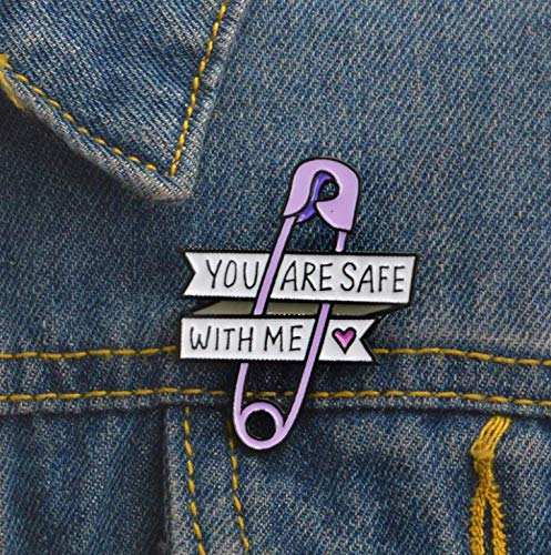 [Australia] - YINLIN Enamel Purple ¡°You are Safe with ME¡± Safety Pin Brooch Lapel Pin Jewelry 