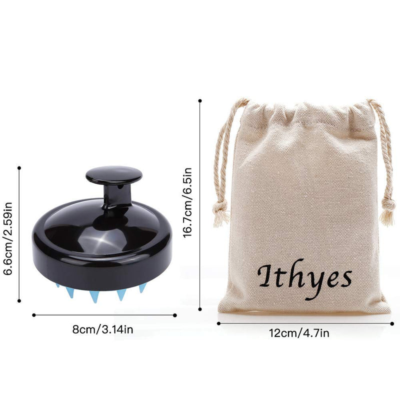 [Australia] - Ithyes Shampoo Brush Silicon Scalp Massager Hair Brush Wet Dry Comb Head Rubber Care Improve Blood Circulation for Men,Women Pets, Black 