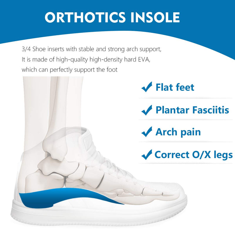 [Australia] - 3/4 Arch Support Insoles for Women/Men,QBK Orthotics Shoe Insoles High Arch Supports Shoe Insoles for Plantar Fasciitis, Flat Feet, Over-Pronation,Height Increase Insoles, Heel Cushion Inserts，M M:(men6.5-8.5/Women7.5-9.5) M:(Men6.5-8.5/Women7.5-9.5) 