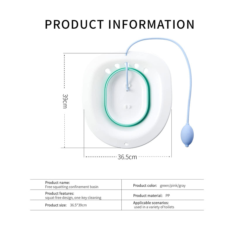 [Australia] - Leetye Mei Premium Bathtub, Suitable for Hemorrhoid Treatment, Postpartum Care, Toilet Seat with Flusher, Suitable for Inflammation Treatment (Green) Green 