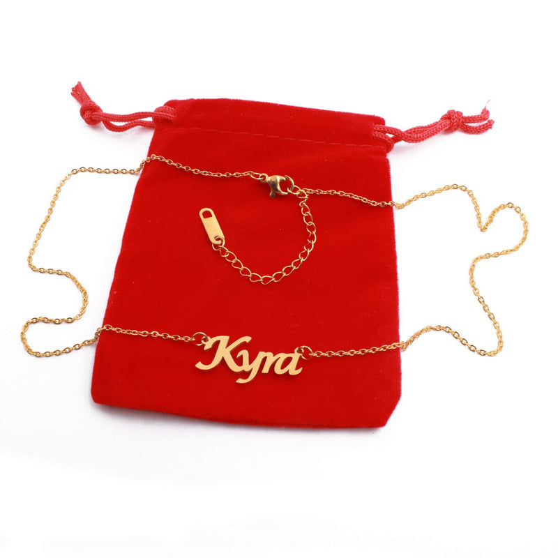 [Australia] - Kyra Name Necklace Gold Plated Personalized Dainty Necklace - Jewelry Gift Women, Girlfriend, Mother, Sister, Friend, Gift Bag & Box 