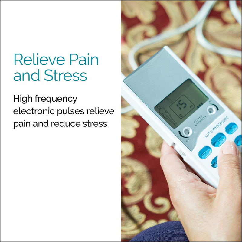 [Australia] - TruMedic TENS Electronic Pulse Unit & 4 Electrode Pads - For Muscle Stiffness, Soreness, Aches & Pains, Perfect for Relaxing Tight Muscles & Nerves for Electrotherapy Pain Management (PL-009) 