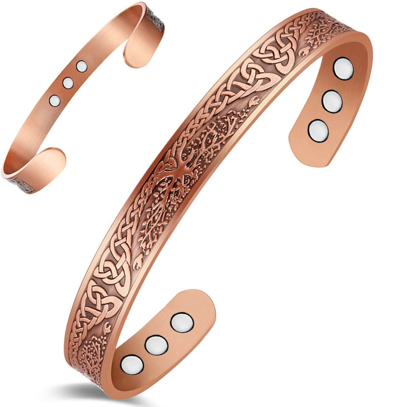 [Australia] - Cigmag 9X Lymphatic Drainage Copper Magnetic Bracelet for Women 99% Solid Pure Copper Ultra Strength Magnet Adjustable with Gift Box(Copper Tree of Life Pattern) Tree of Life Copper 