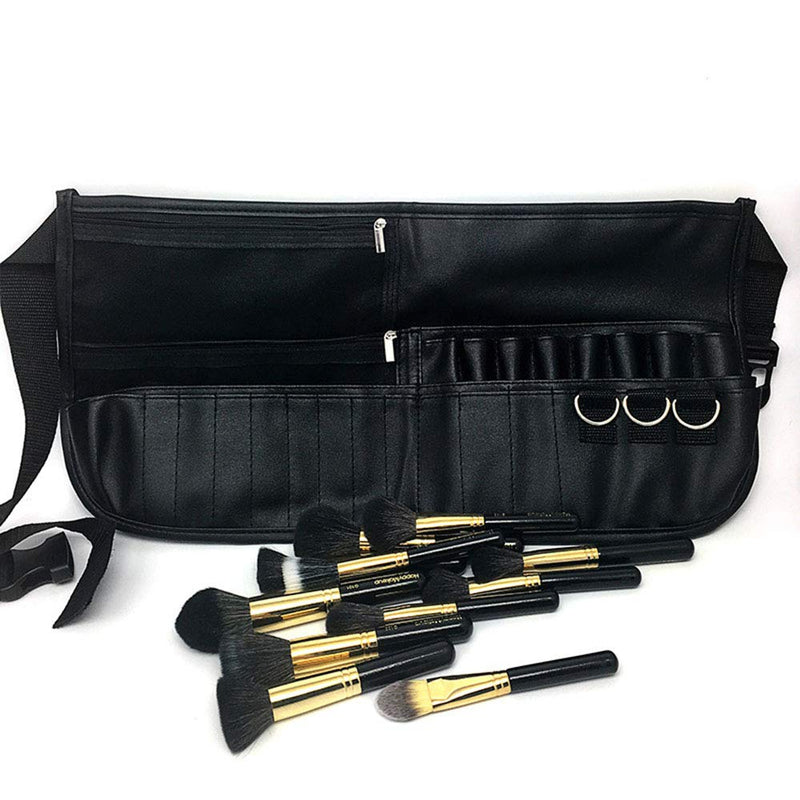 [Australia] - MSQ Makeup Brush Bag with Belt Multi Pocket Foldable Apron Pack Cosmetic Brush Pouch Holder Organizer with Adjustable Artist Belt Strap Best for Artist/Fashion Stylist(without brush) 