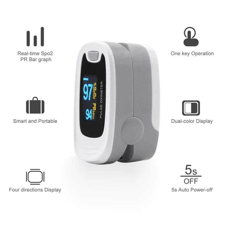 [Australia] - CONTEC MED CMS50NA Pulse Oximeter, Blood Oxygen Saturation Monitor … (Gray) 