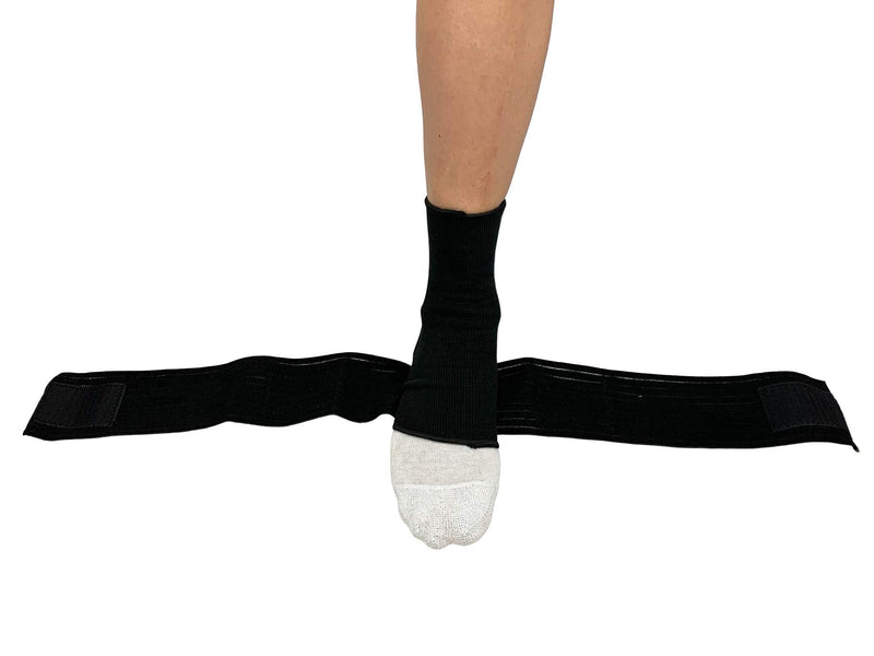 [Australia] - Blue Jay An Elite Healthcare Brand Adjustable Ankle Wrap, Black, Medium Ankle Support Brace for Injury Recovery - Elastic Ankle Support Brace 