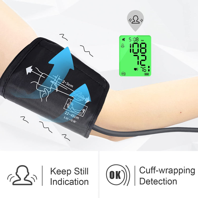 [Australia] - Blood Pressure Monitor with Large Cuff, Elera Home Use Blood Pressure Machine for 24cm - 48cm Upper Arm, with 4-Color LCD Display, High Blood Pressure Warning(Blue White) Blue White 