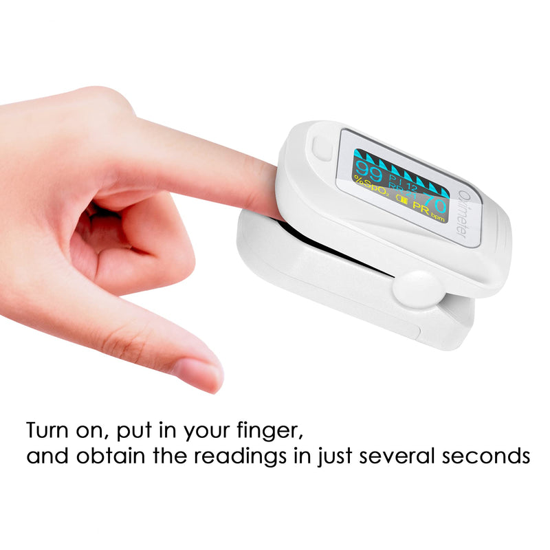[Australia] - Tomorotec M130 Fingertip Pulse Oximeter Accurate Blood Oxygen Saturation Level (SpO2), Perfusion Index (PI), Pulse Rate (PR), Respiratory Rate (RR) Monitor Battery Lanyard [Sports & Aviation Use Only] White 
