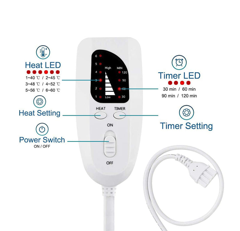 [Australia] - Cuplu 40x40 Electric Foot Warmer, Auto Shut Off - Washable Electric Feet with 6 Heat Levels 4 Timers, Warmer Fast Heating Pad Cushion for Foot, Back and Full Body for Women Men(Gray) 