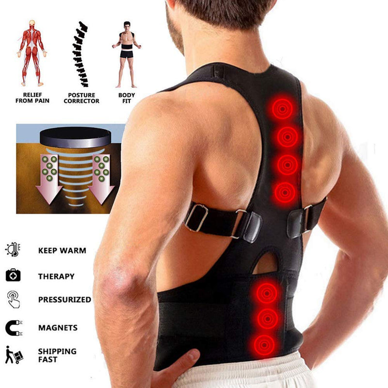 [Australia] - WGE Adjustable Magnetic Posture Corrector For Men And Women/Waist Back And Shoulder Support Strap/Pain Relief/Improve Bad Posture,M M 