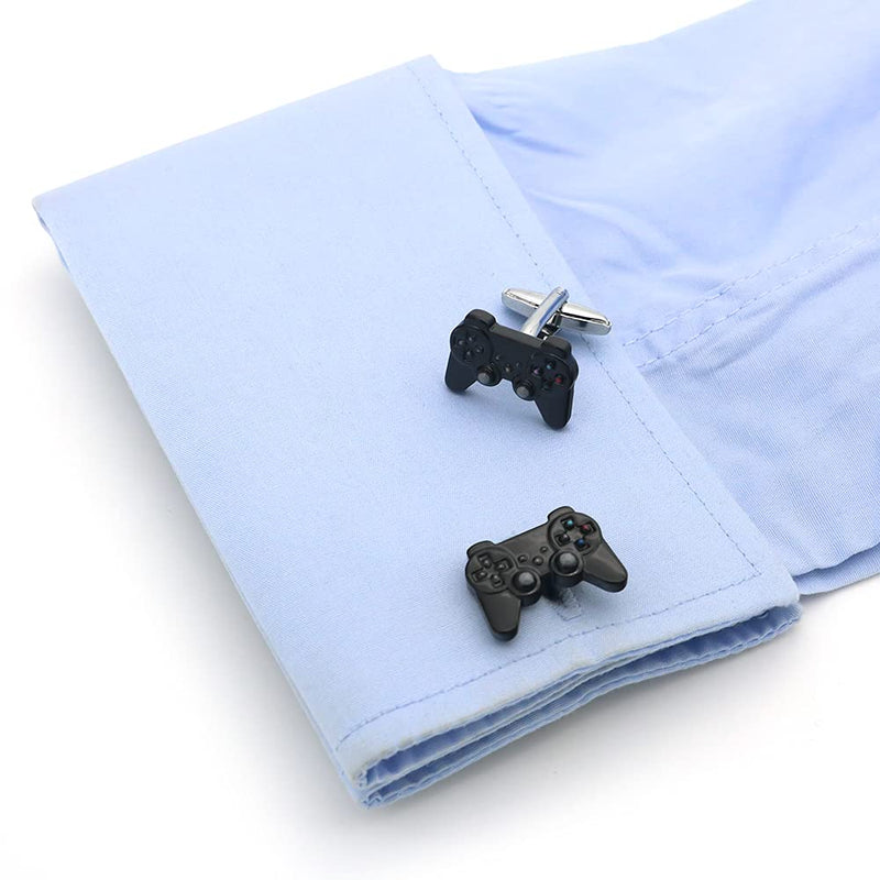 [Australia] - iGame Funny GamePad Cuff Links Black Color Painting Brass Material Joystick Design Cufflinks with Gift Box 