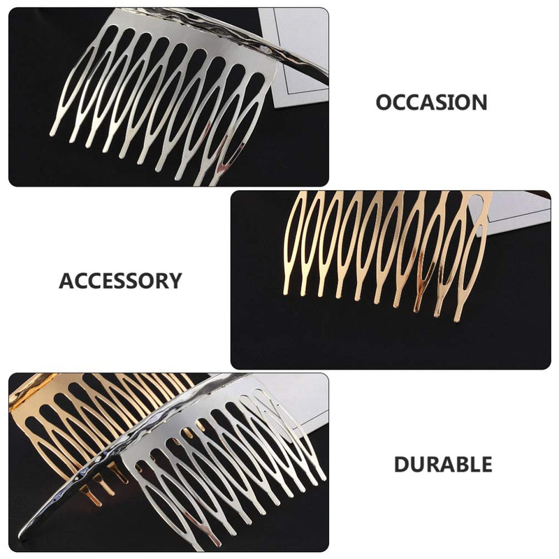 [Australia] - Lurrose 2pcs French Twist Comb Teeths Comb Alloy Metal Clips for Bridal Wedding Hair Side Comb Women Hair Accessories 